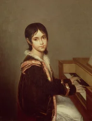 La hija del artista en el piano